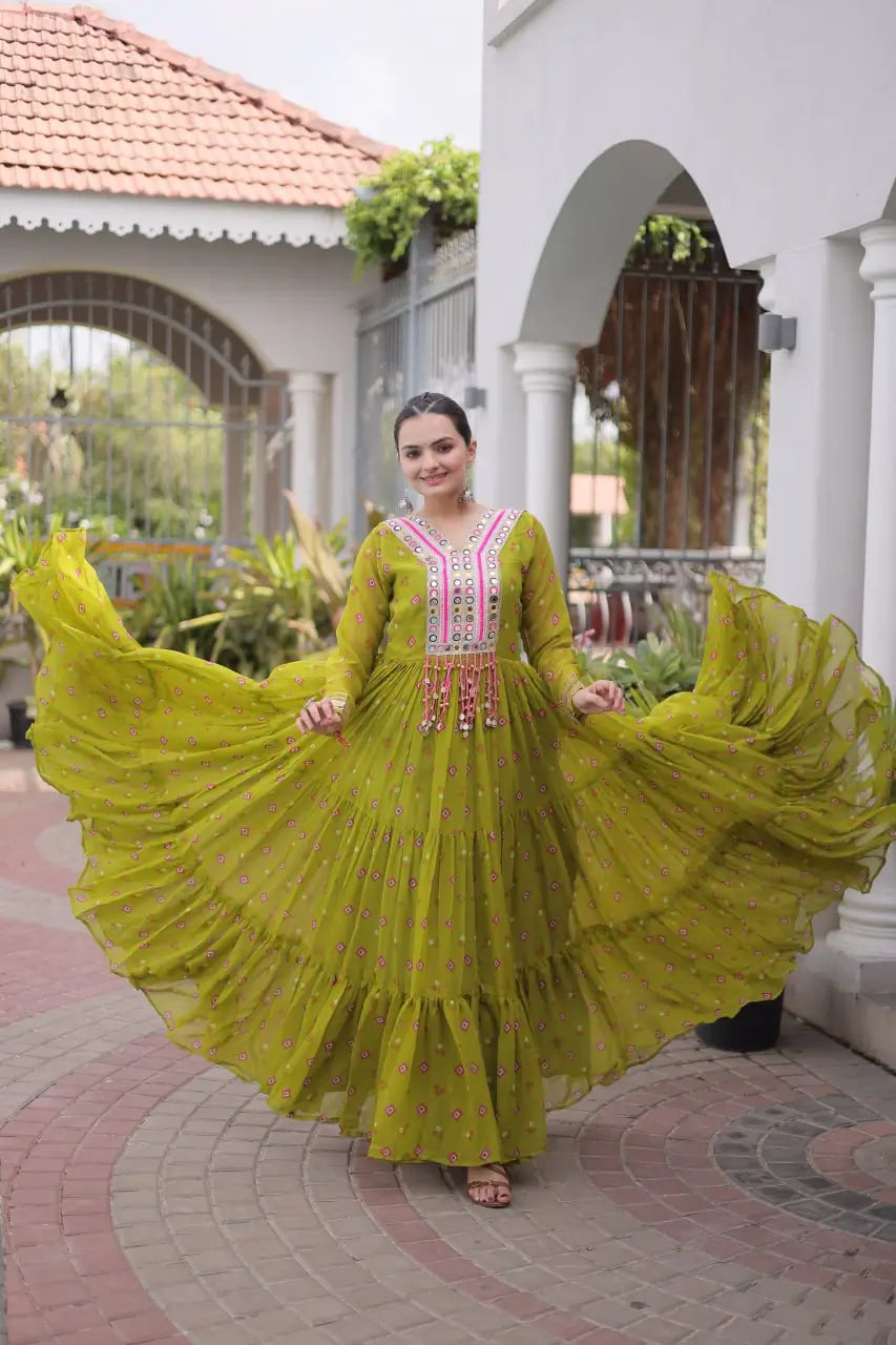 Laheriya Mirror Yoke Gown