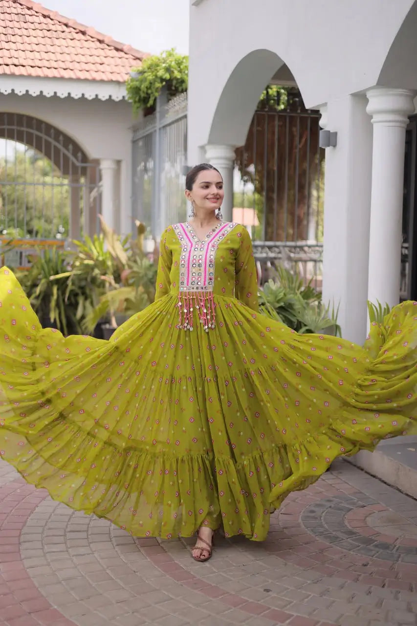 Laheriya Mirror Yoke Gown