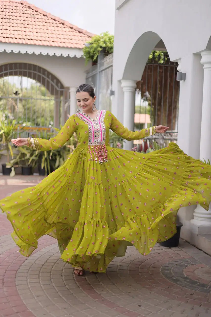 Laheriya Mirror Yoke Gown