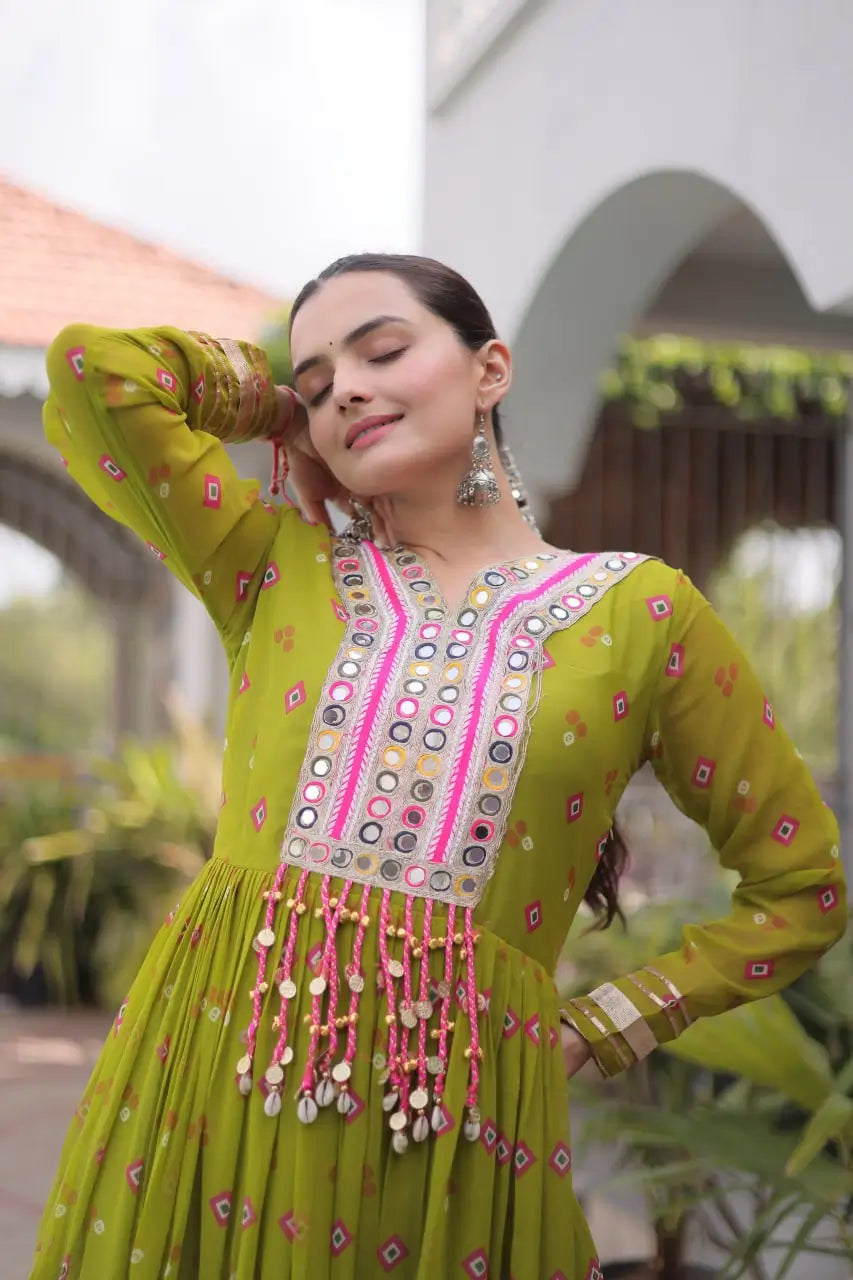 Laheriya Mirror Yoke Gown