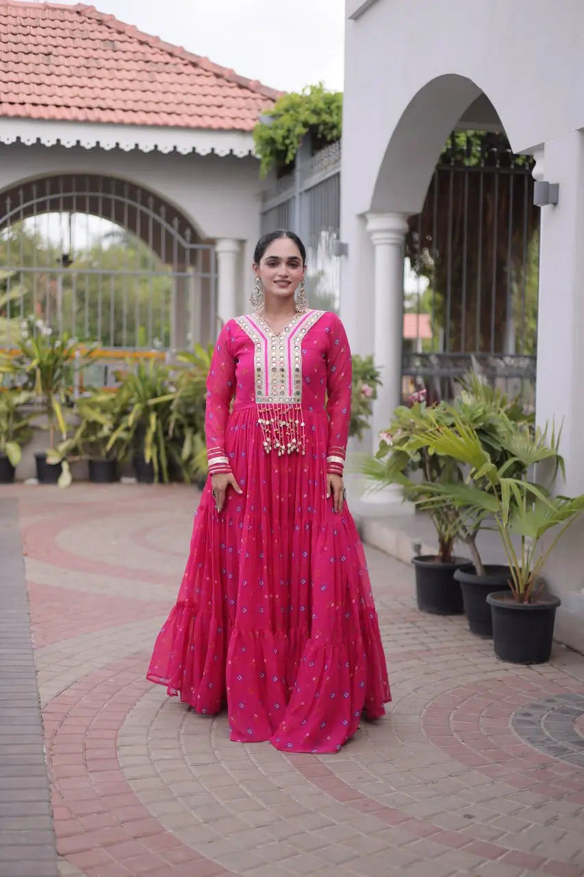 Laheriya Mirror Yoke Gown