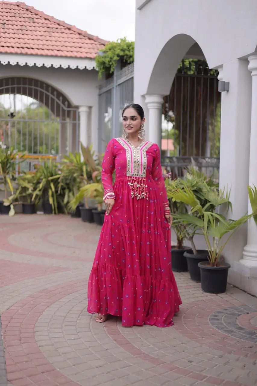 Laheriya Mirror Yoke Gown