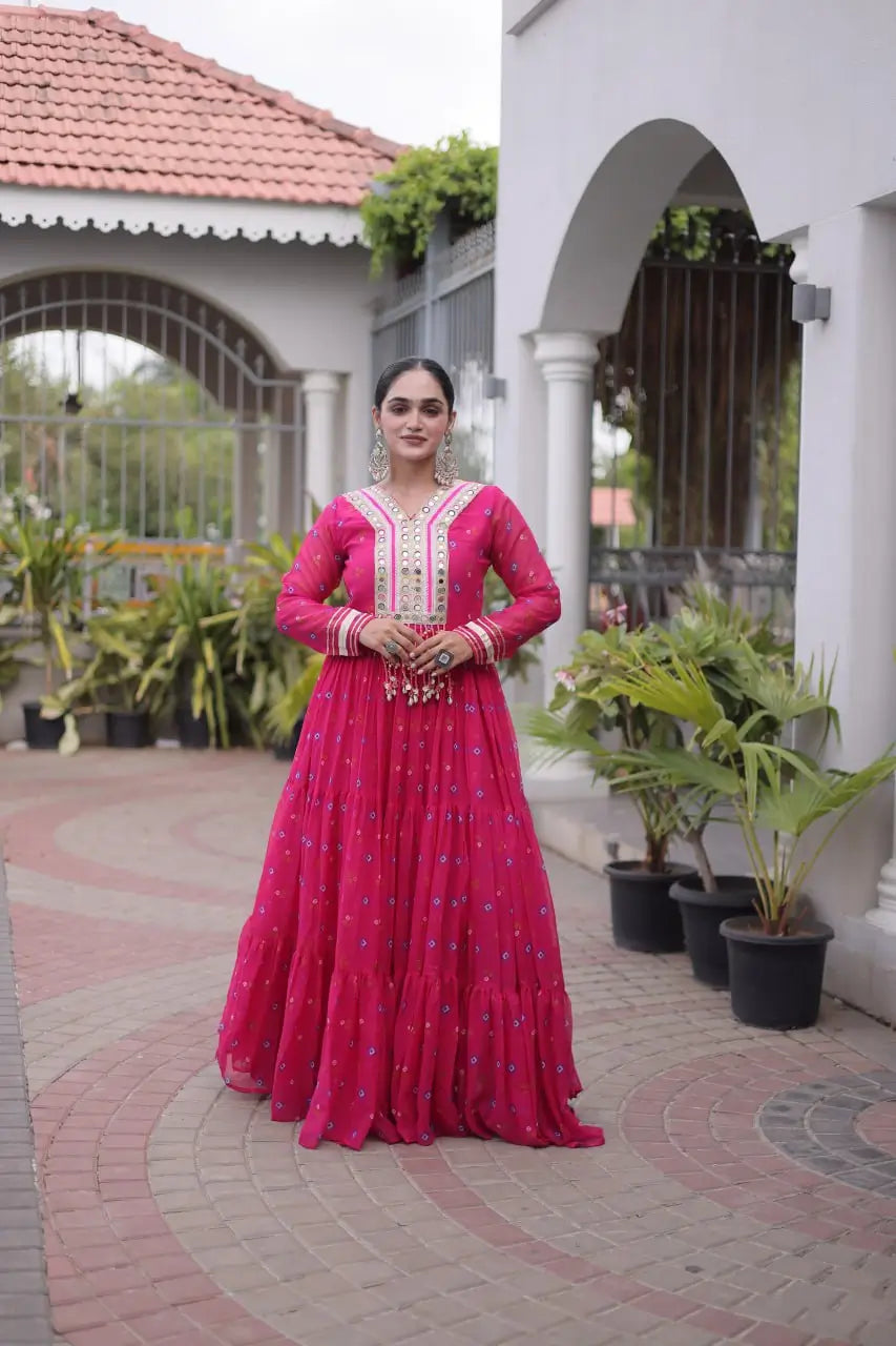 Laheriya Mirror Yoke Gown