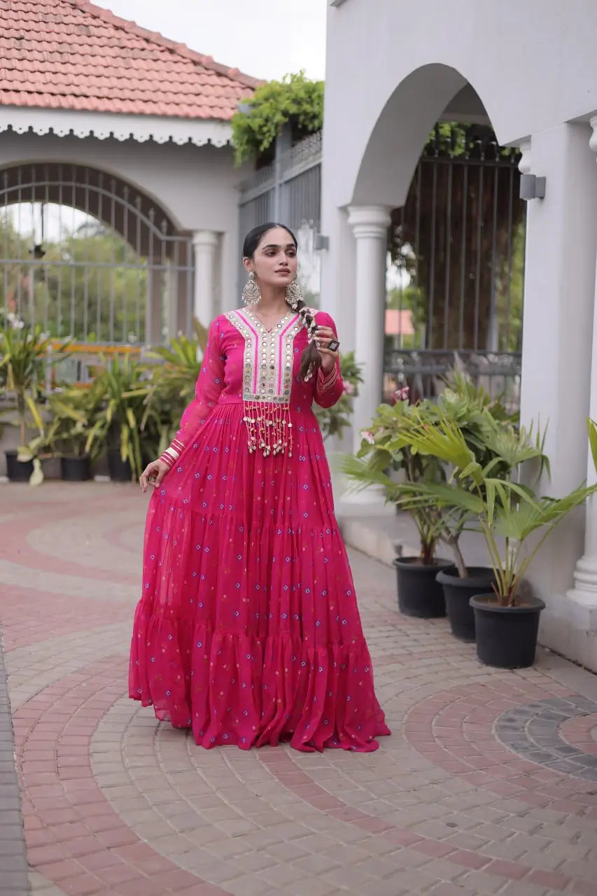 Laheriya Mirror Yoke Gown
