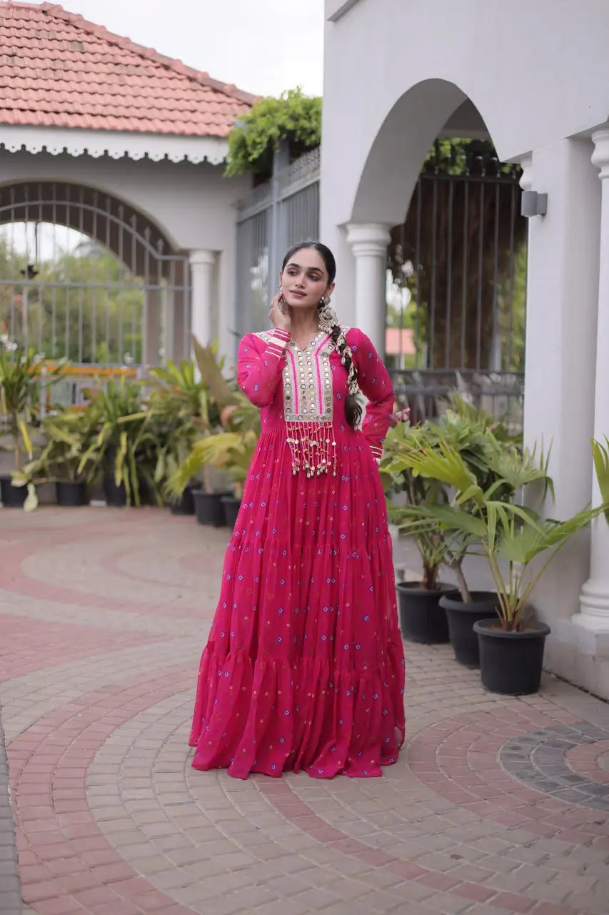 Laheriya Mirror Yoke Gown