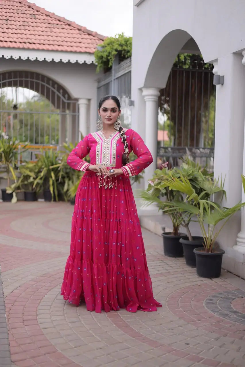 Laheriya Mirror Yoke Gown