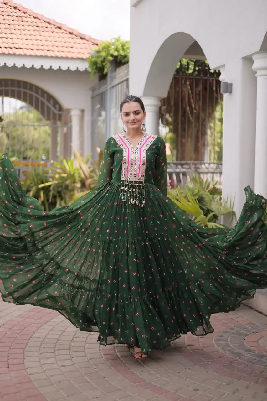Laheriya Mirror Yoke Gown