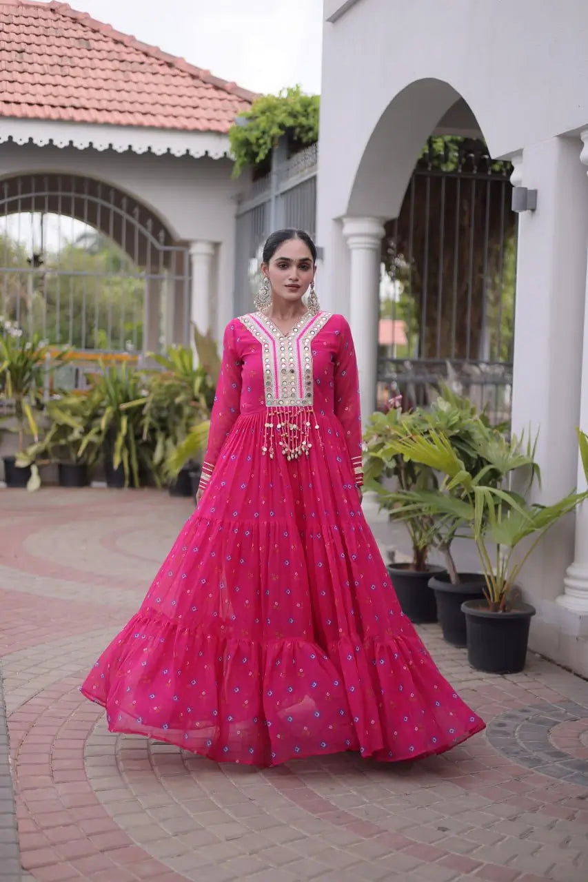 Laheriya Mirror Yoke Gown