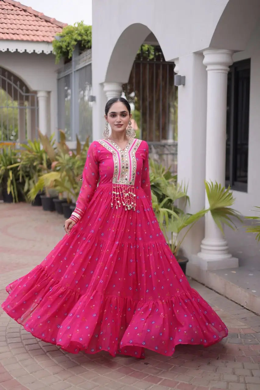 Laheriya Mirror Yoke Gown