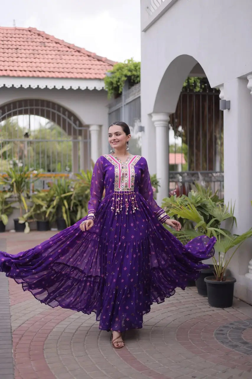 Laheriya Mirror Yoke Gown