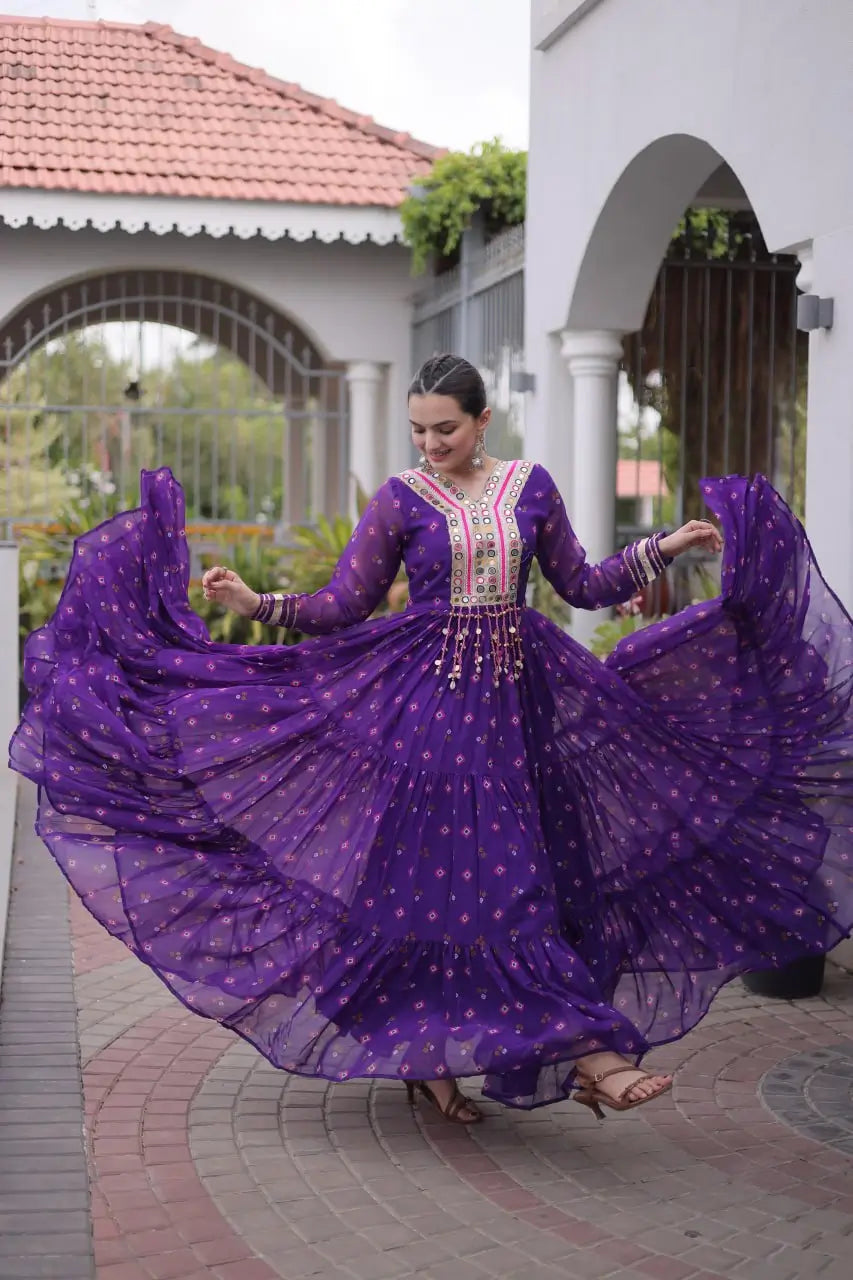 Laheriya Mirror Yoke Gown