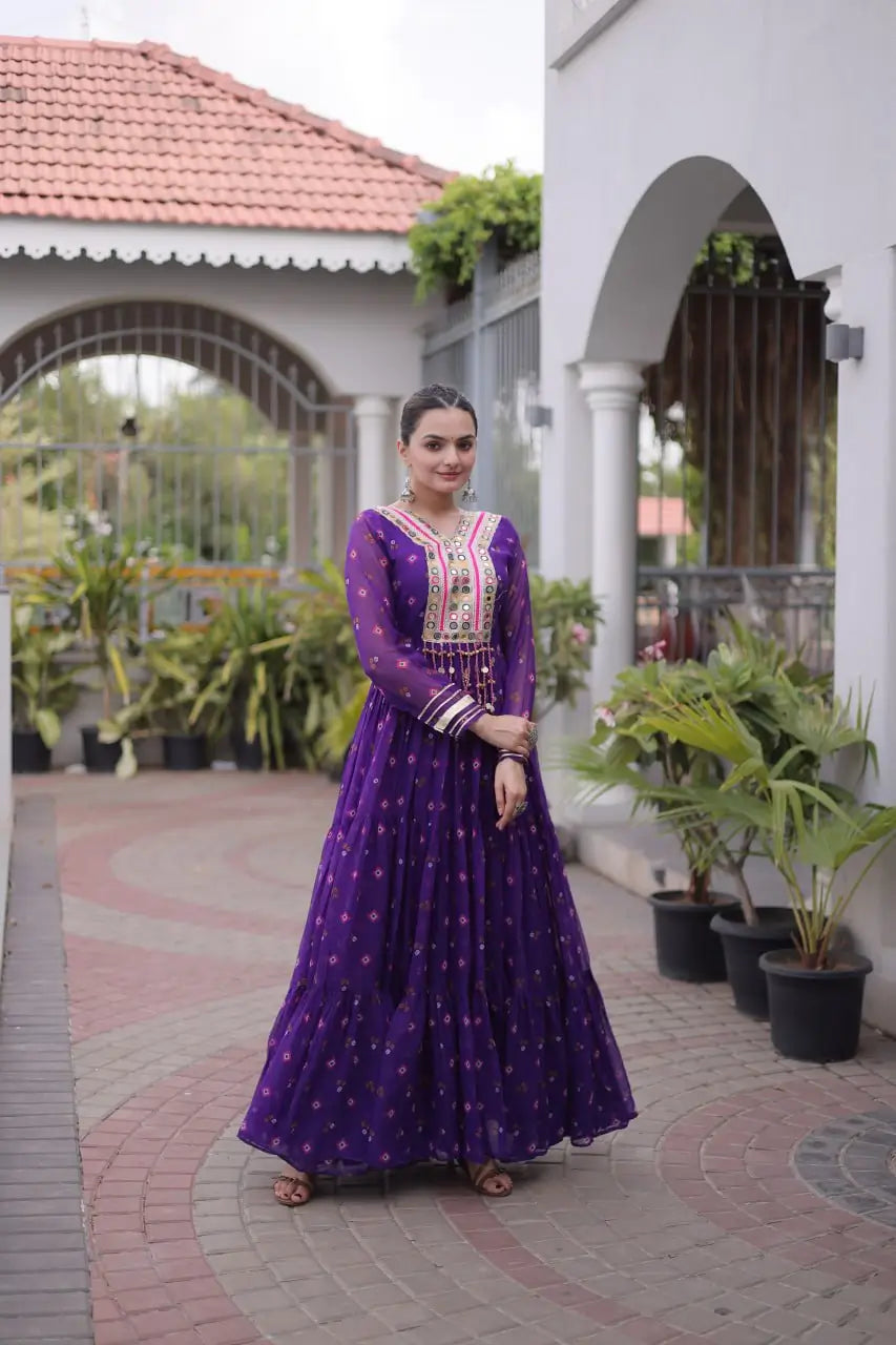 Laheriya Mirror Yoke Gown