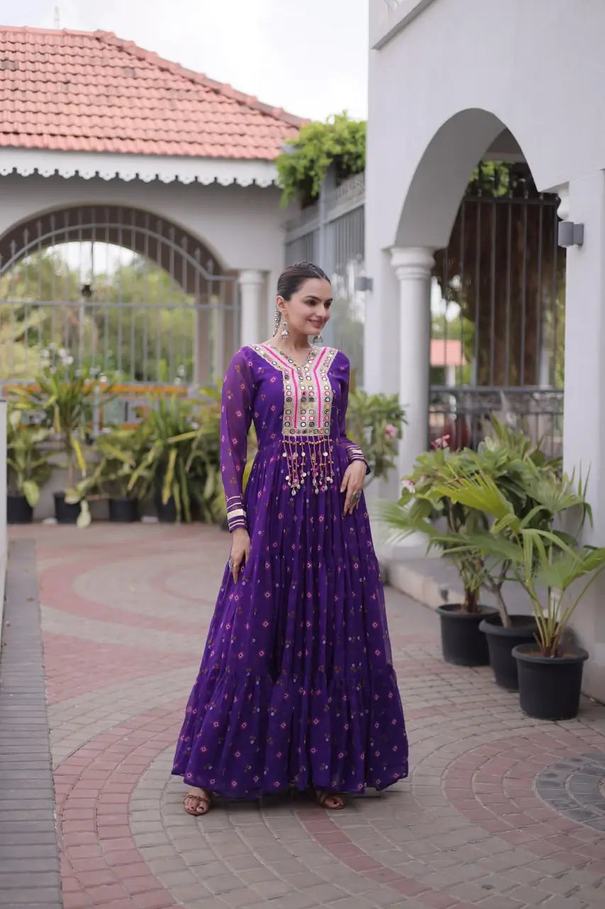 Laheriya Mirror Yoke Gown
