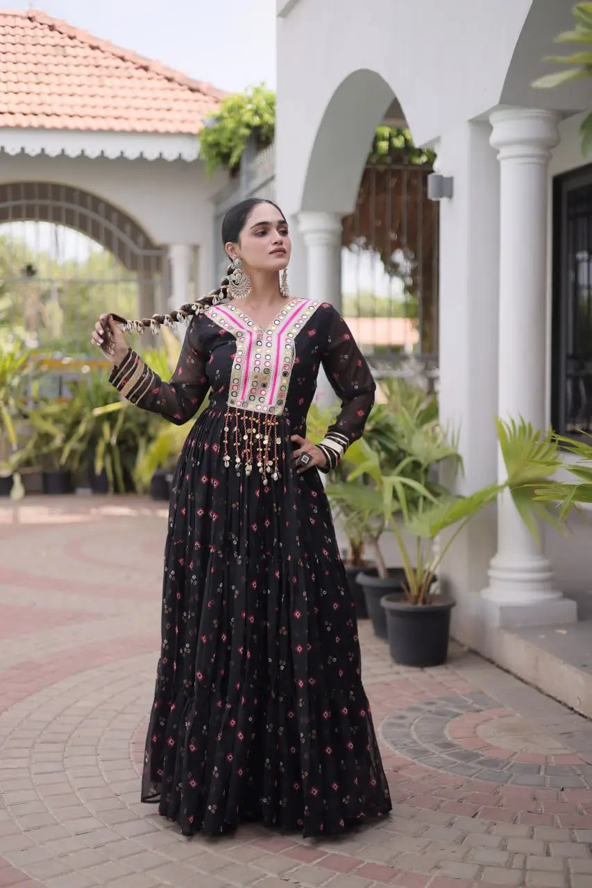 Laheriya Mirror Yoke Gown