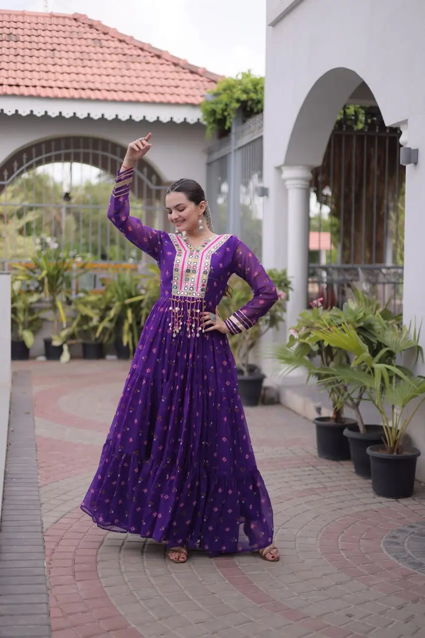 Laheriya Mirror Yoke Gown