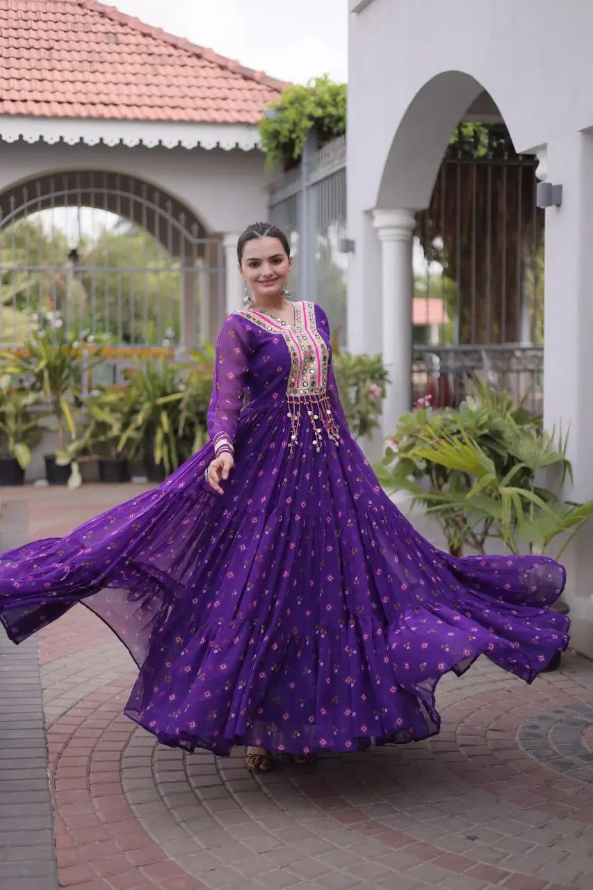 Laheriya Mirror Yoke Gown