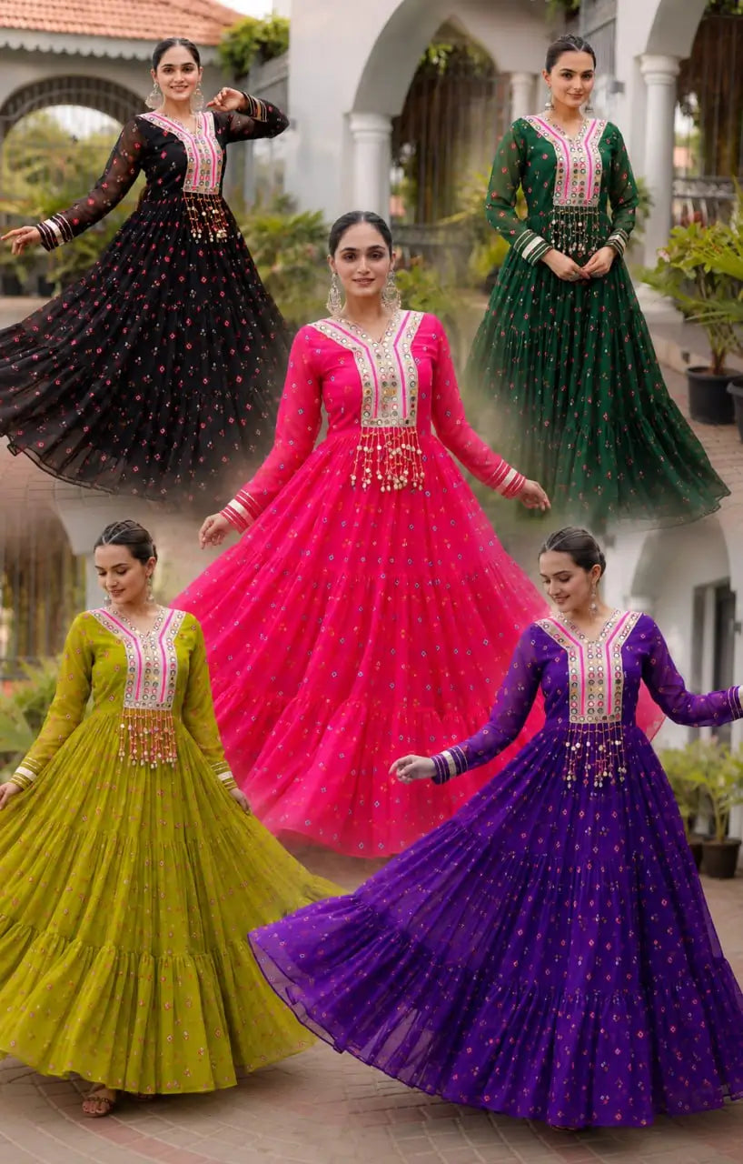 Laheriya Mirror Yoke Gown