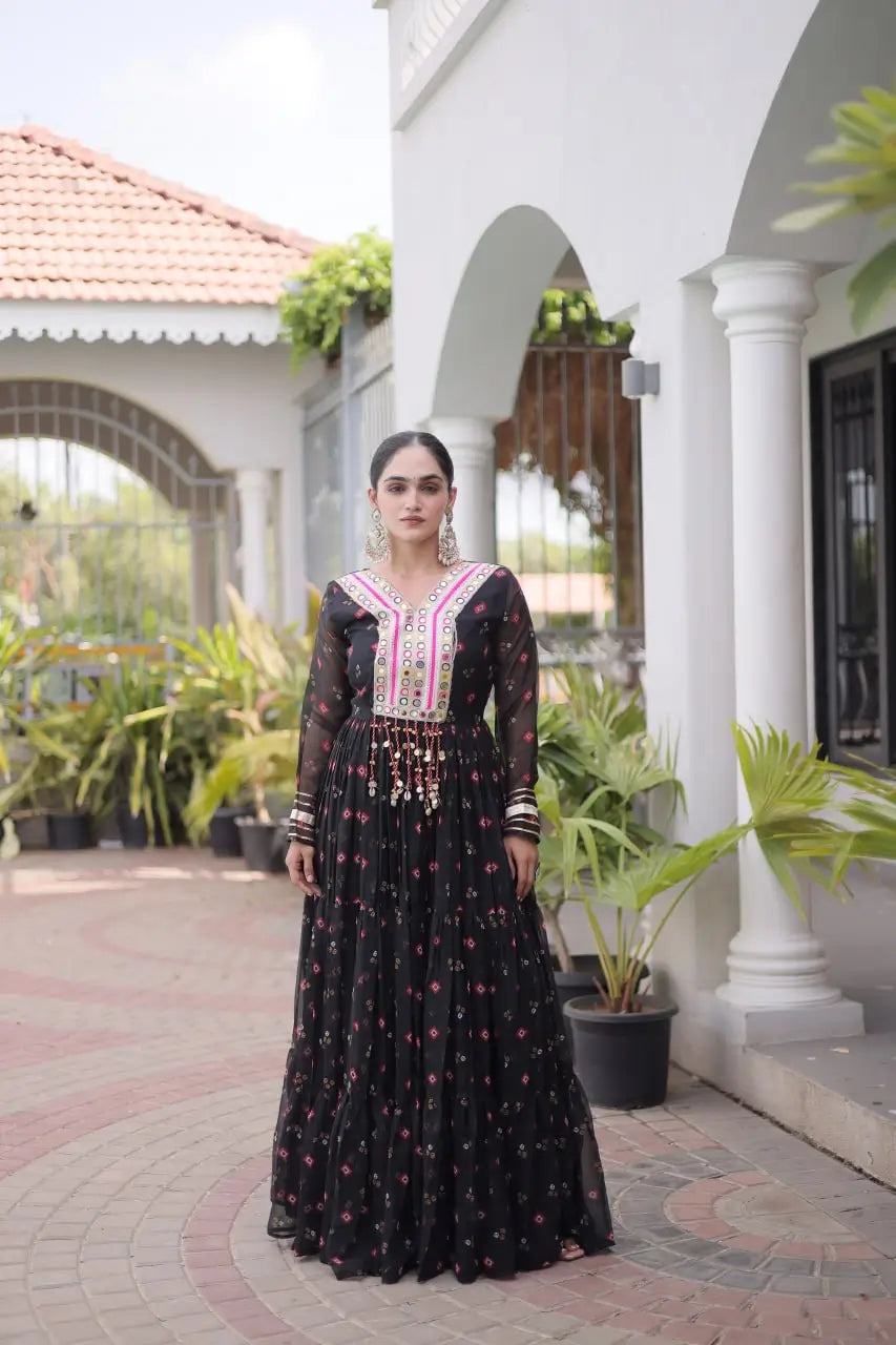 Laheriya Mirror Yoke Gown
