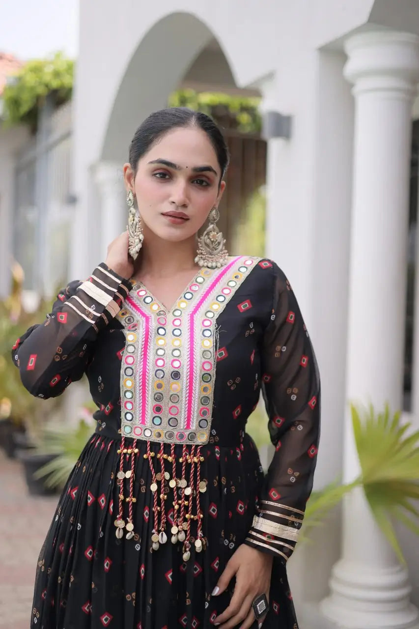 Laheriya Mirror Yoke Gown