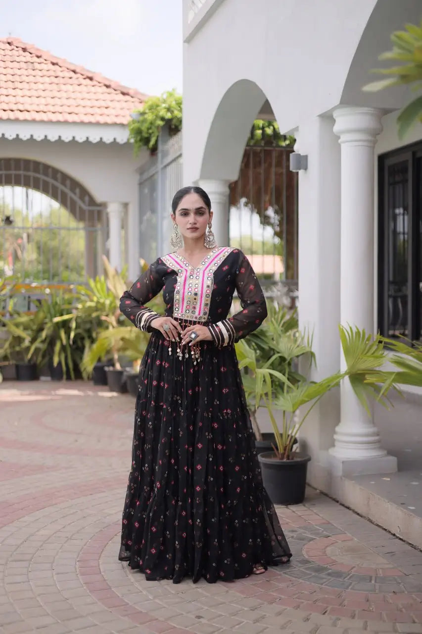 Laheriya Mirror Yoke Gown