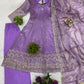 Lavender Sequin Border Anarkali Set