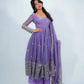 Lavender Sequin Border Anarkali Set