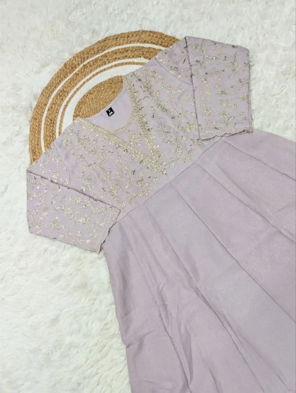 Lavender Vichitra Silk Sequin Embroidered Kurta Set with Dupatta | Elegant Festive Wear