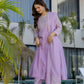 Lavender Vichitra Silk Sequin Embroidered Kurta Set with Dupatta | Elegant Festive Wear