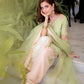 Light Green & Pink Contrast Crepe Embroidered Suit with Farshi Plazzo & Organza Dupatta
