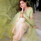 Light Green & Pink Contrast Crepe Embroidered Suit with Farshi Plazzo & Organza Dupatta