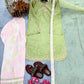 Light Green & Pink Contrast Crepe Embroidered Suit with Farshi Plazzo & Organza Dupatta