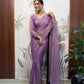 Lilac Butterfly Cut Work Saree