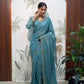 Lilac Butterfly Cut Work Saree