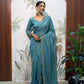 Lilac Butterfly Cut Work Saree