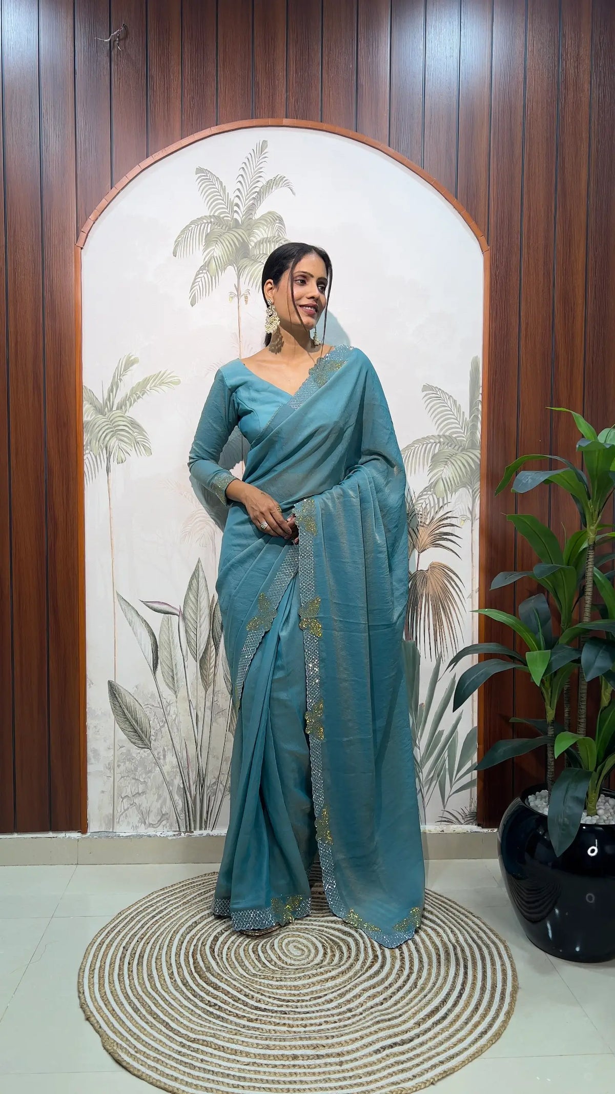 Lilac Butterfly Cut Work Saree