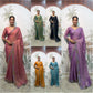 Lilac Butterfly Cut Work Saree
