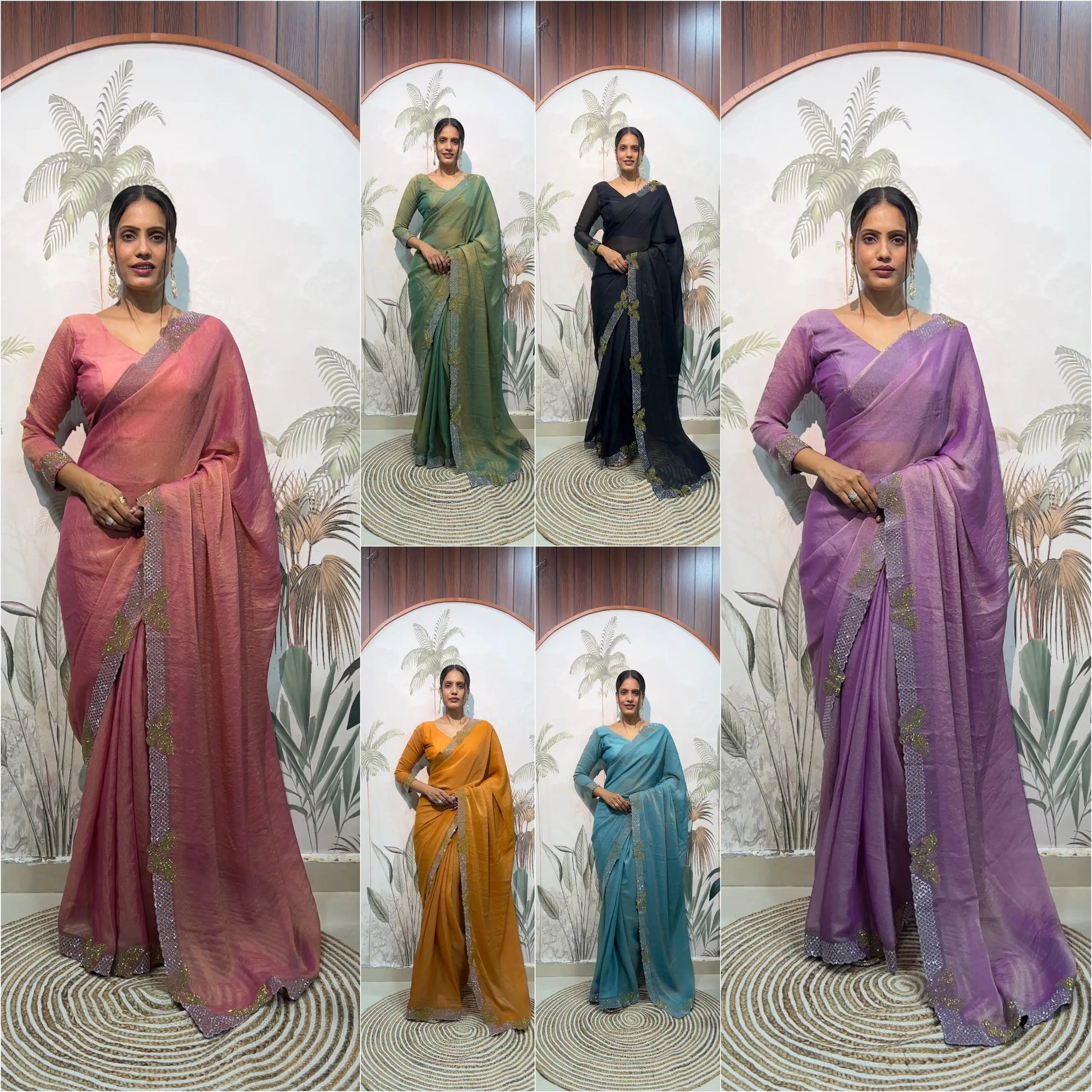 Lilac Butterfly Cut Work Saree