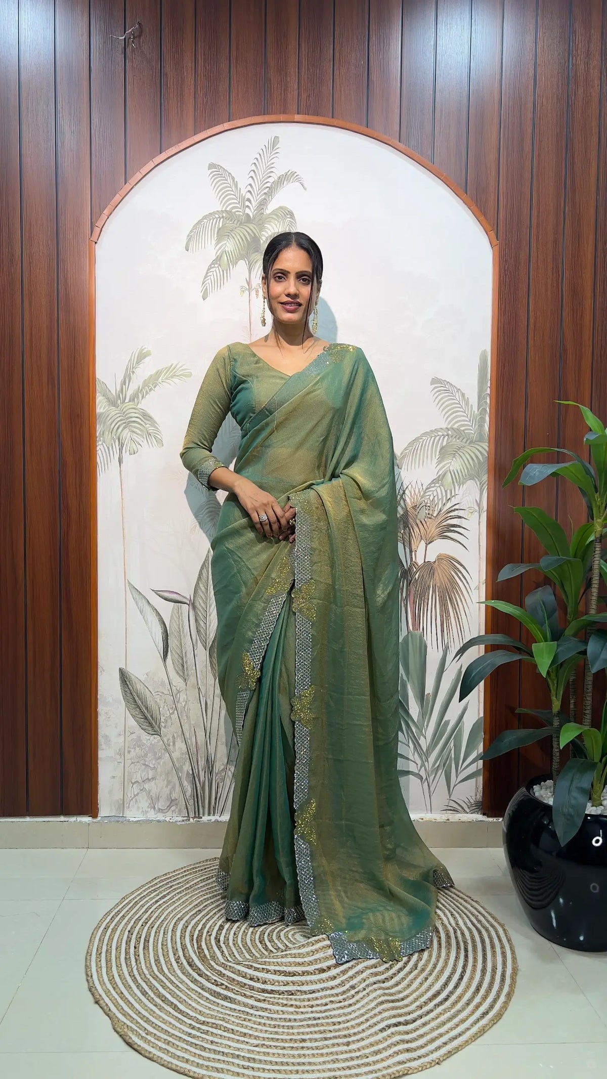 Lilac Butterfly Cut Work Saree