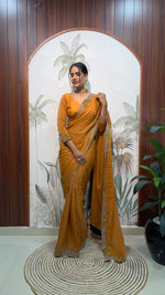 Lilac Butterfly Cut Work Saree