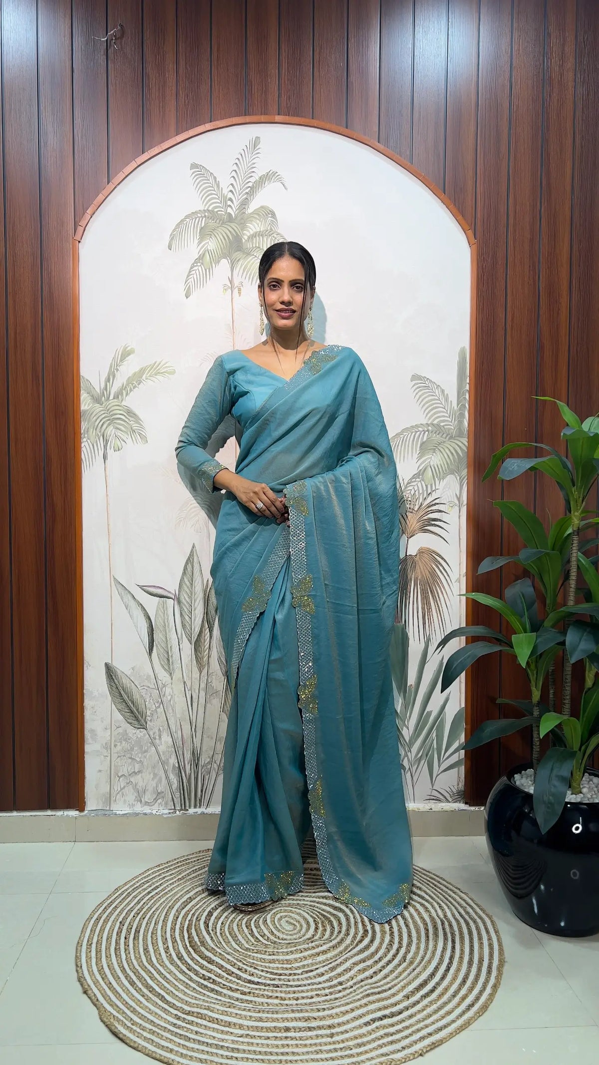 Lilac Butterfly Cut Work Saree