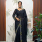 Lilac Butterfly Cut Work Saree