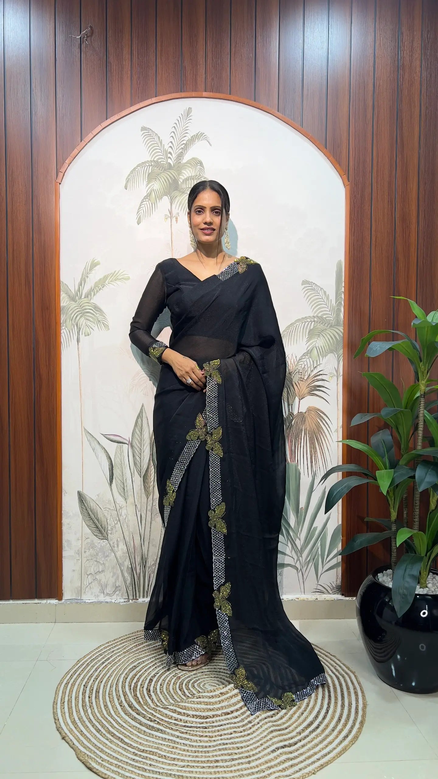 Lilac Butterfly Cut Work Saree