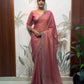 Lilac Butterfly Cut Work Saree