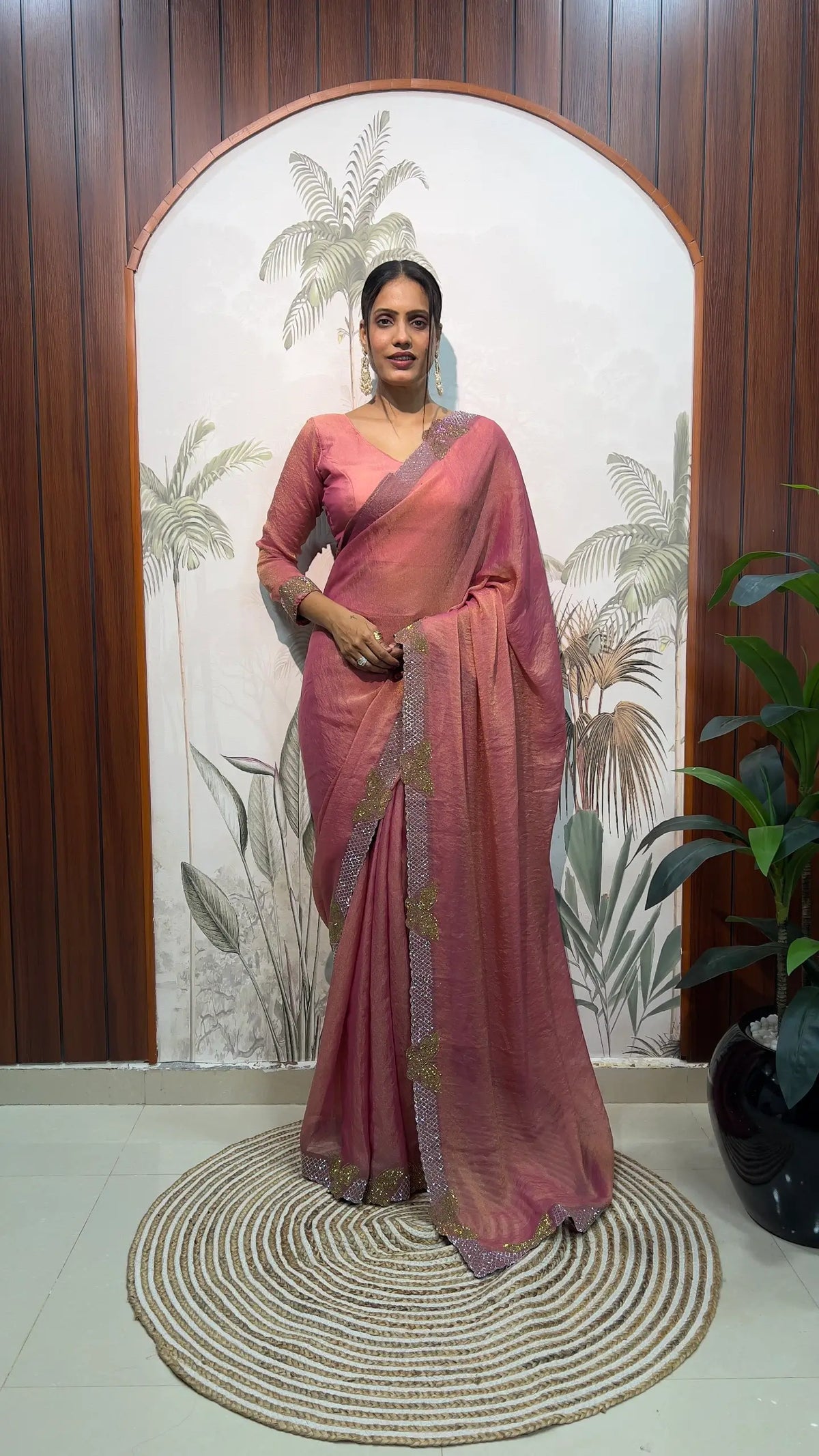 Lilac Butterfly Cut Work Saree