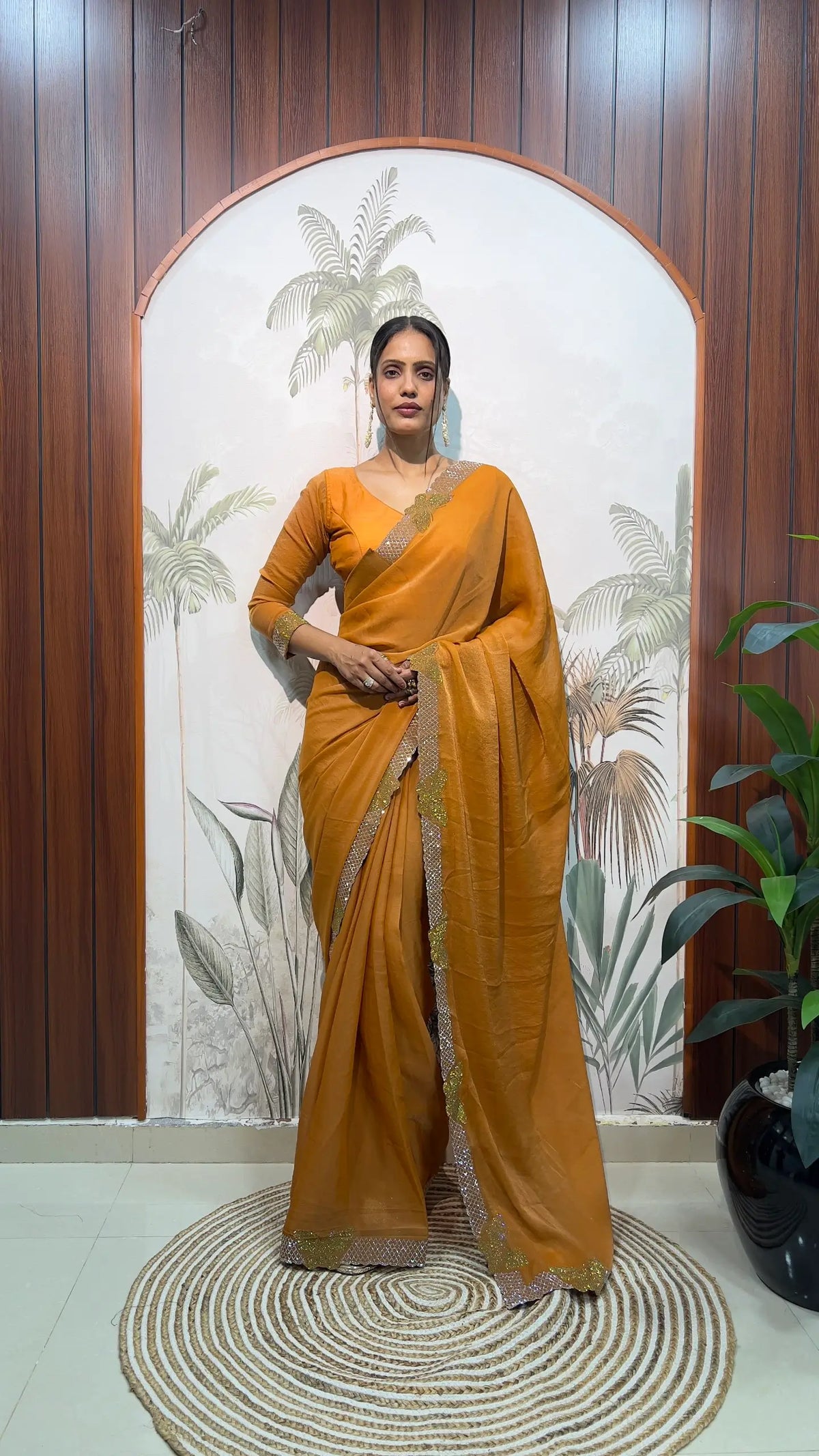 Lilac Butterfly Cut Work Saree