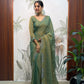 Lilac Butterfly Cut Work Saree