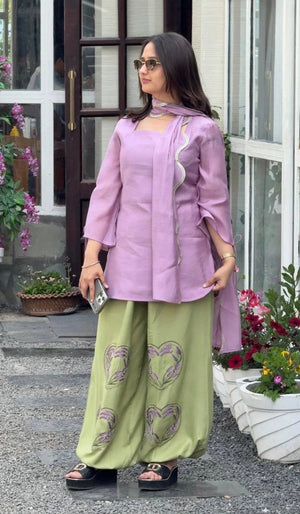 Lilac Chanderi Balloon Pant Suit