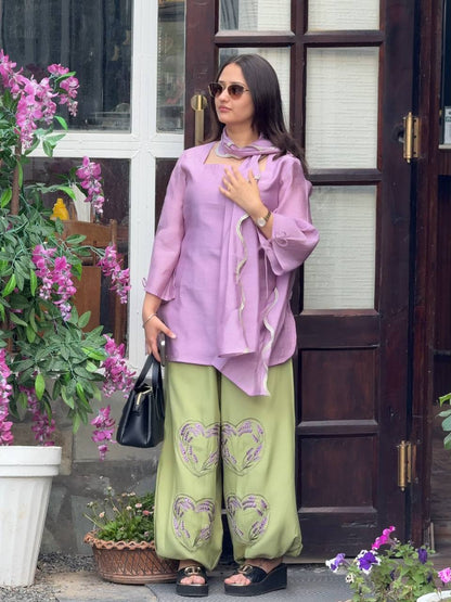Lilac Chanderi Balloon Pant Suit