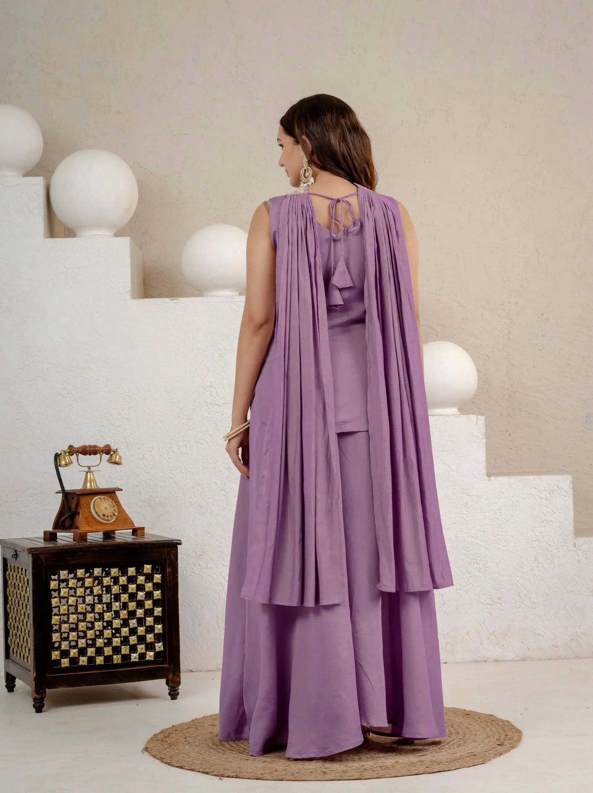 Lilac Sequin Embroidered Sharara Set