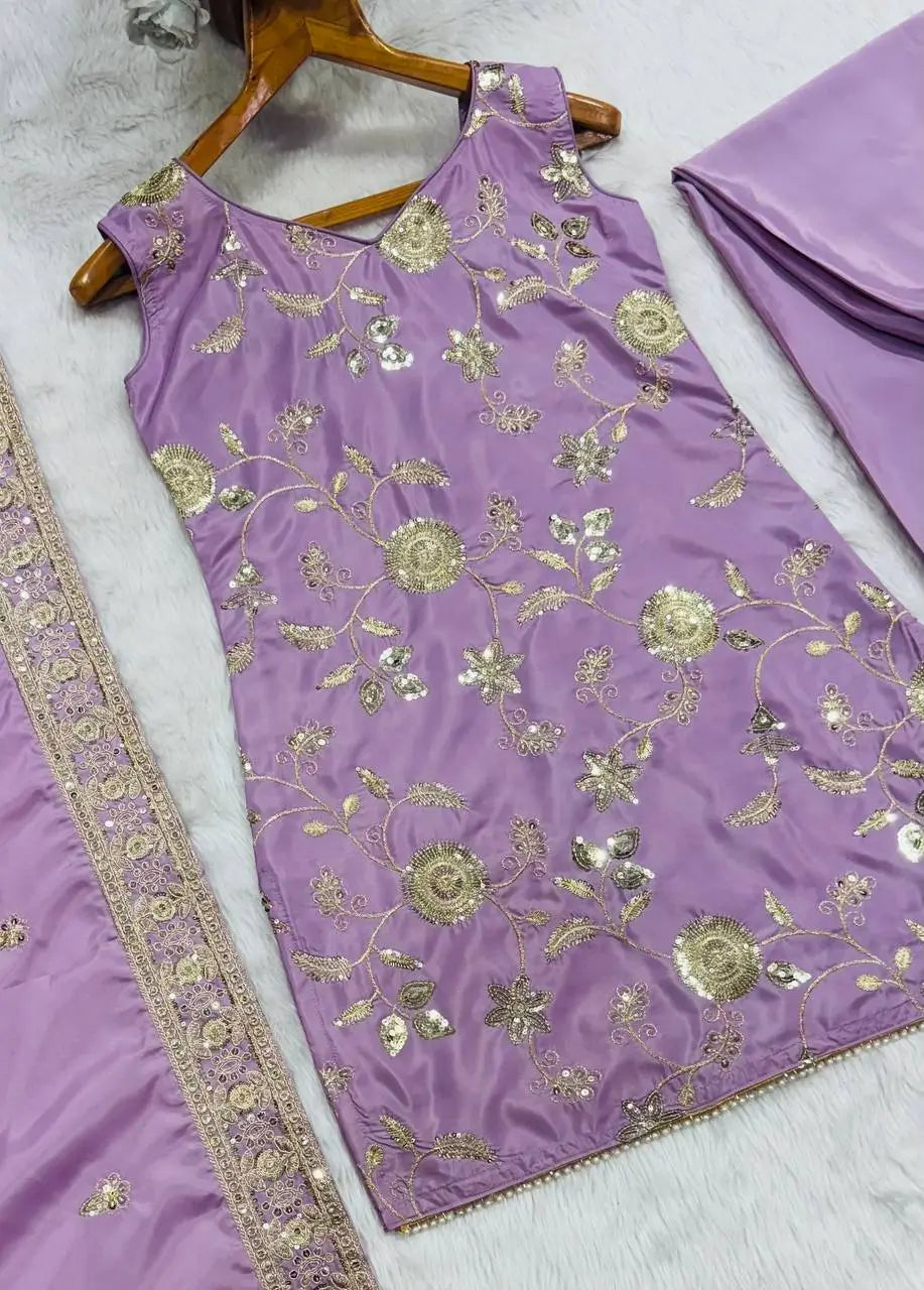 Lilac Sequin Zari Sharara Set